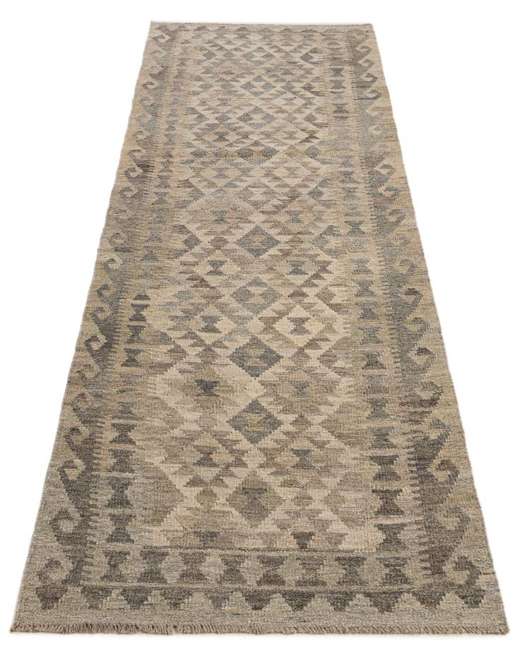 Detail image of  2' 8 x 10'  Hand Woven Kilim Maymana Wool Runner Rug
