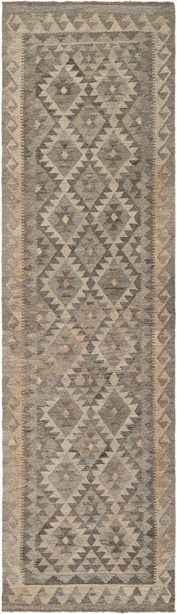  2' 9 x 9' 7  Hand Woven Kilim Maymana Wool Runner Rug