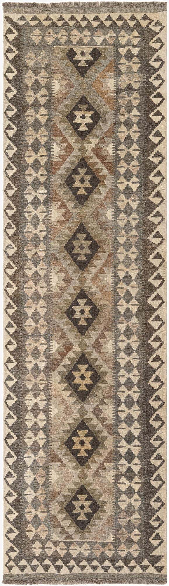  2' 8 x 9' 6  Hand Woven Kilim Maymana Wool Runner Rug