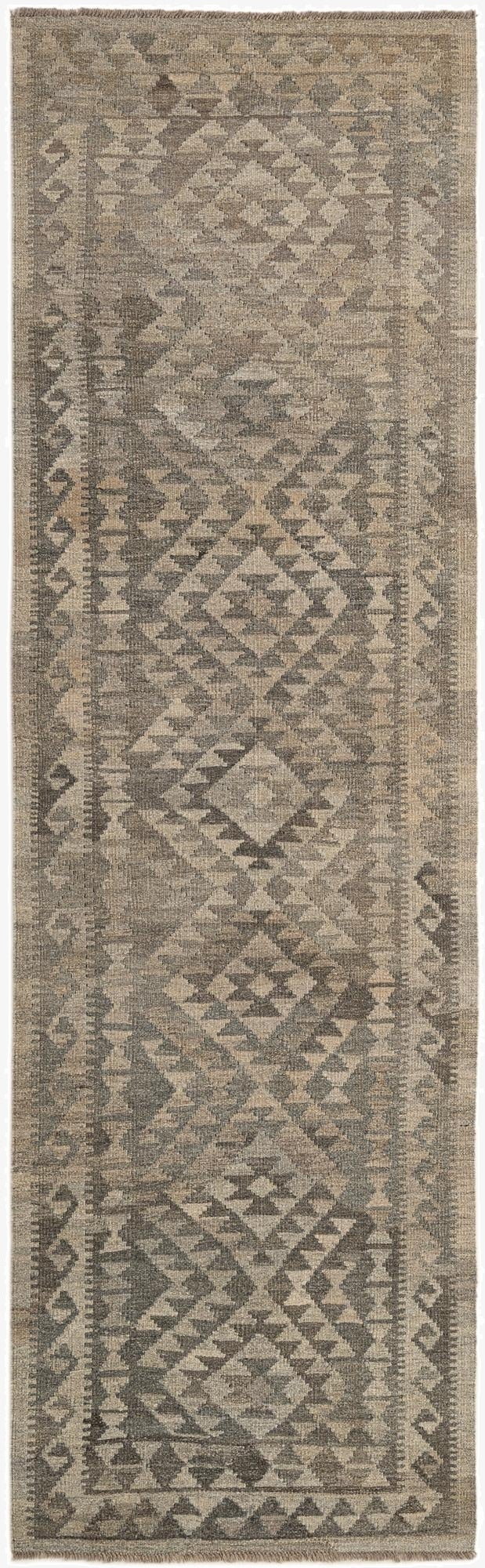  2' 10 x 9' 9  Hand Woven Kilim Maymana Wool Runner Rug