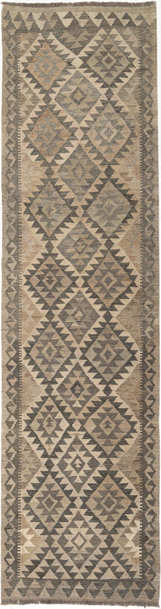  2' 8 x 9' 10  Hand Woven Kilim Maymana Wool Runner Rug