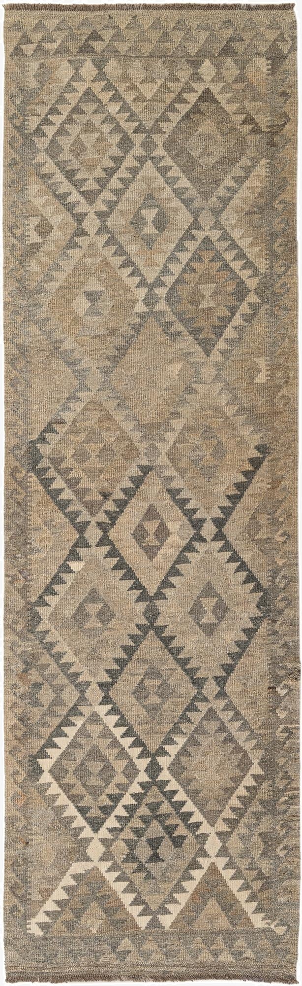  2' 11 x 9' 7  Hand Knotted Kilim Maymana Wool Runner Rug
