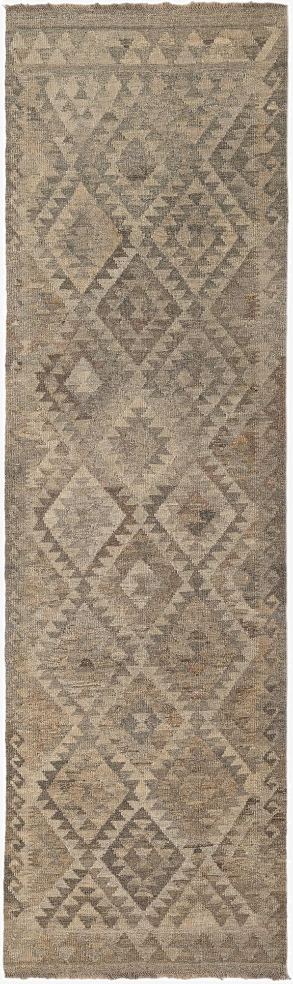  2' 8 x 9' 7  Hand Woven Kilim Maymana Wool Runner Rug