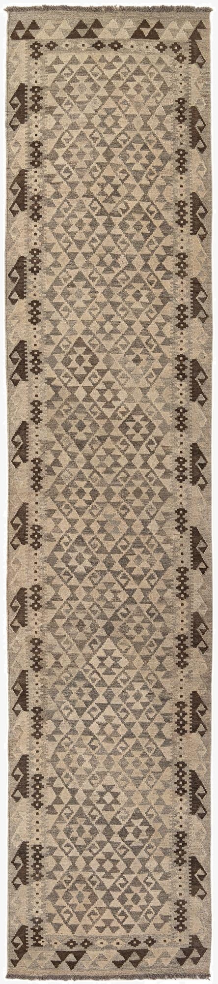  2' 9 x 12' 11  Hand Woven Kilim Maymana Wool Runner Rug