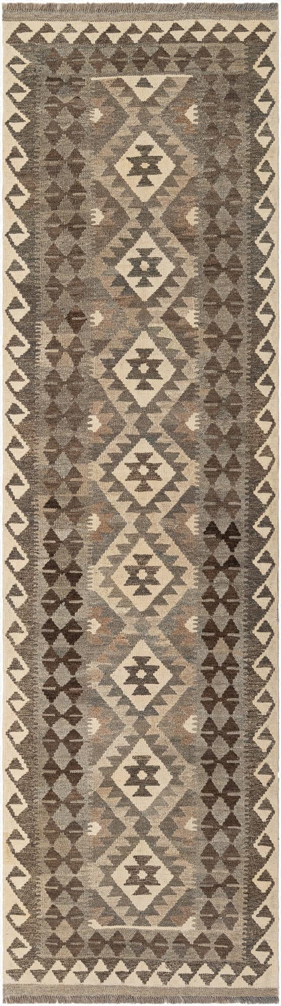 2' 9 x 9' 8  Hand Woven Kilim Maymana Wool Runner Rug