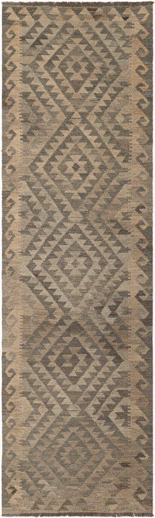  2' 10 x 9' 8  Hand Woven Kilim Maymana Wool Runner Rug