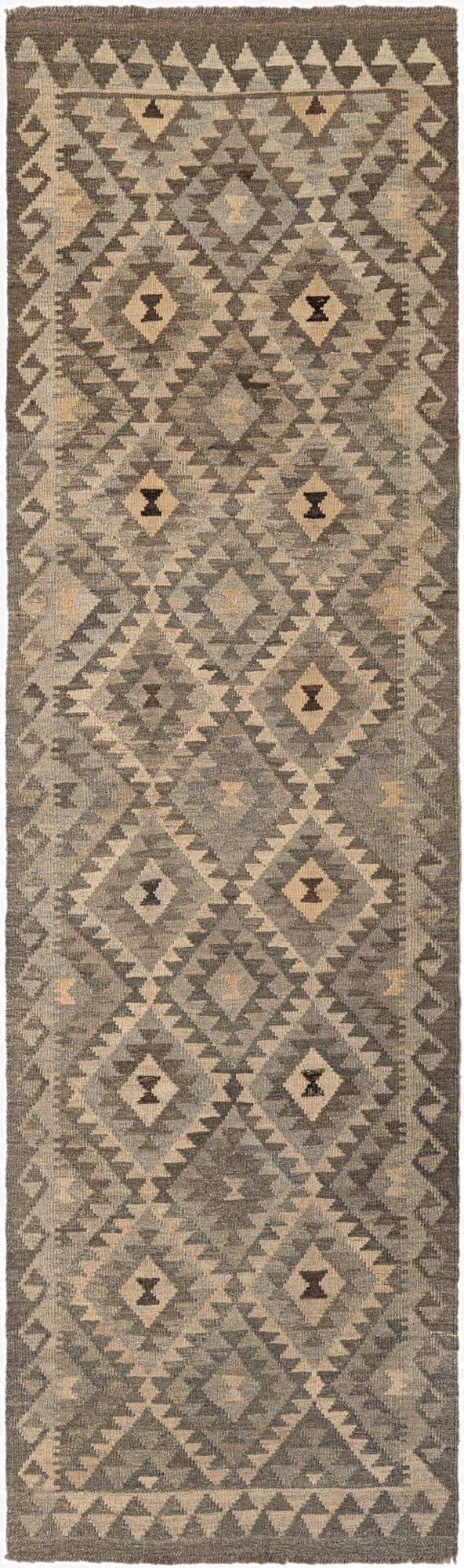 2' 9 x 9' 8  Hand Woven Kilim Maymana Wool Runner Rug
