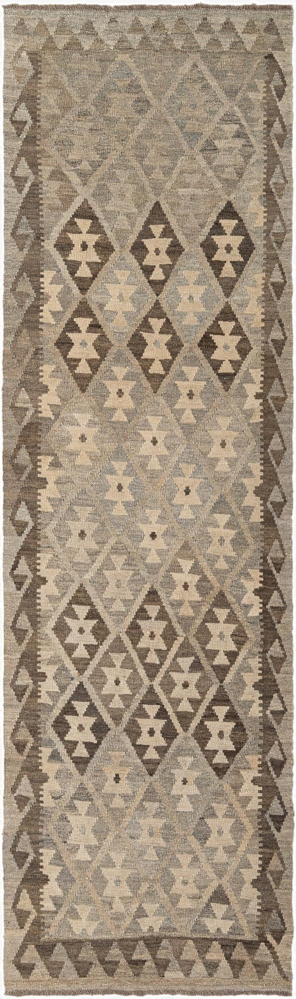  2' 9 x 9' 4  Hand Woven Kilim Maymana Wool Runner Rug