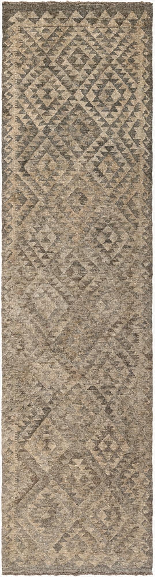  2' 9 x 10' 2  Hand Woven Kilim Maymana Wool Runner Rug