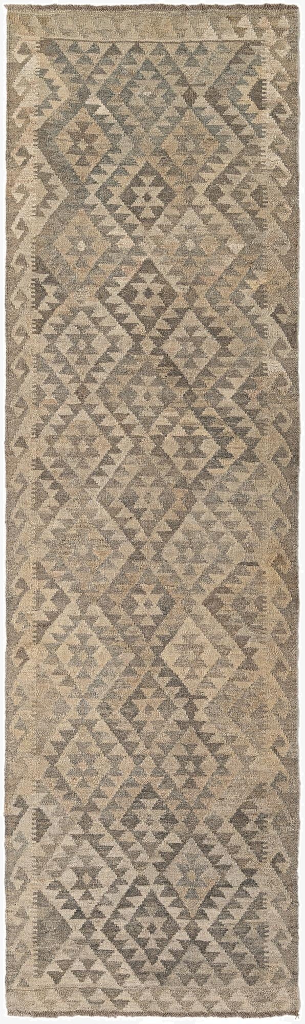  2' 10 x 9' 7  Hand Woven Kilim Maymana Wool Runner Rug