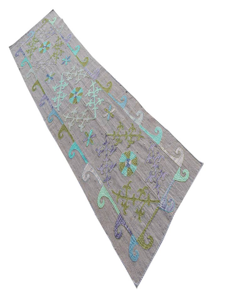 Detail image of  2' 2 x 7' 9  Hand Woven Kilim Suzani Wool Runner Rug