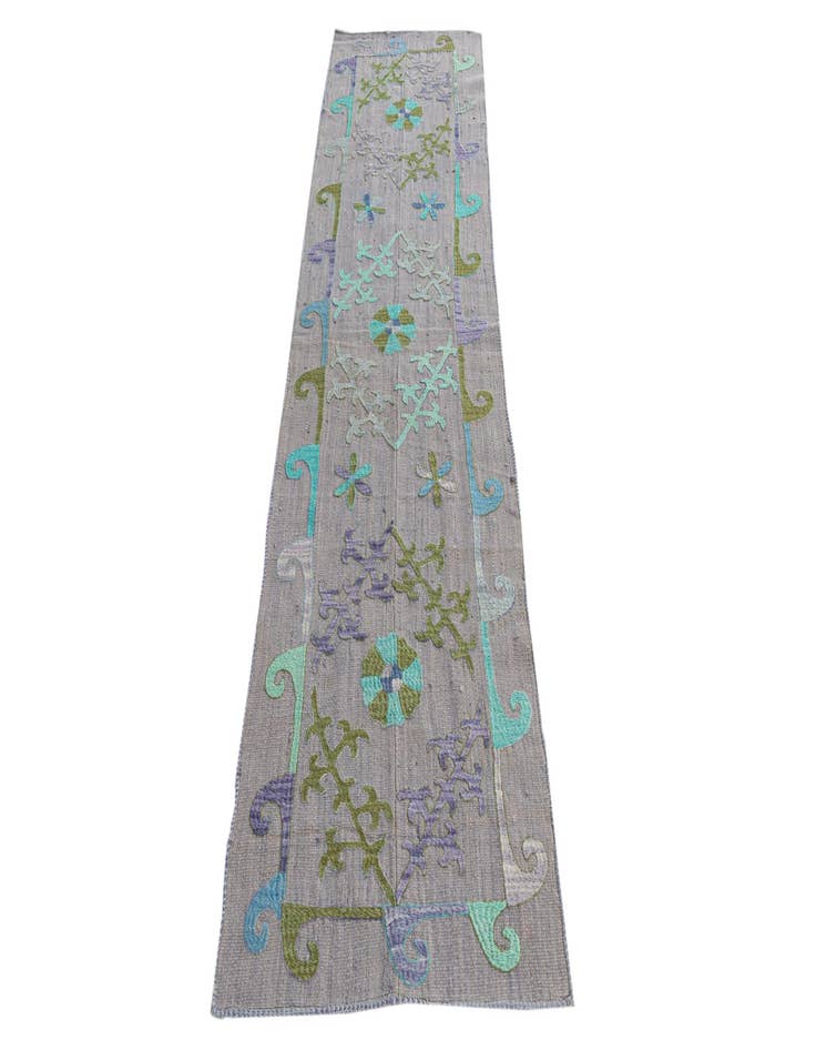 Detail image of  2' 2 x 7' 9  Hand Woven Kilim Suzani Wool Runner Rug