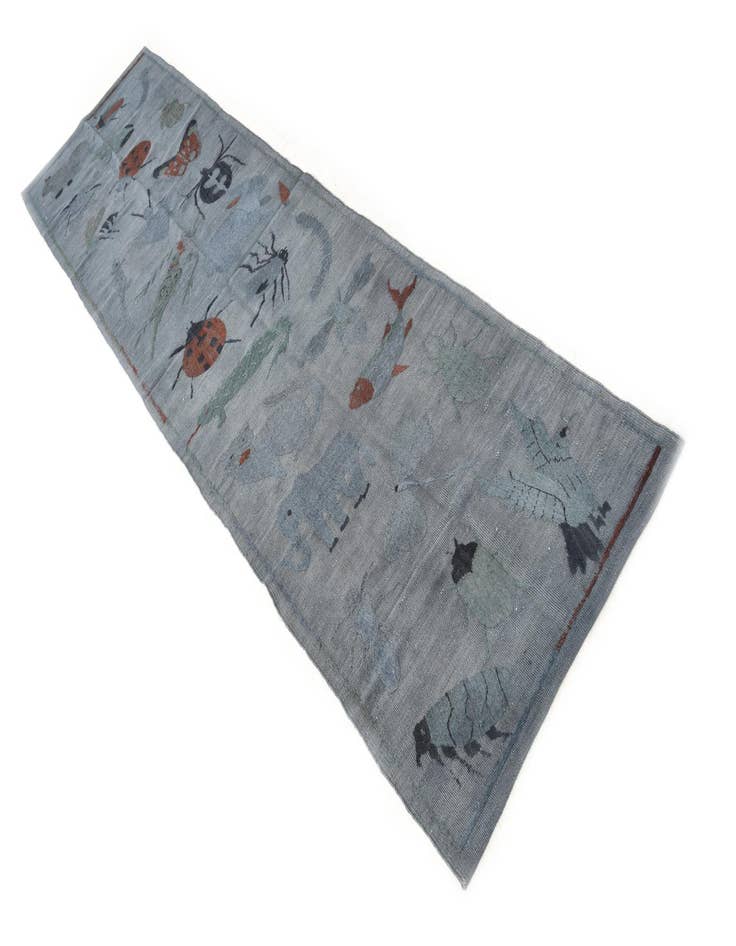 Detail image of 2' 3 x 9' 7 Hand Woven Kilim Suzani Wool Runner Rug