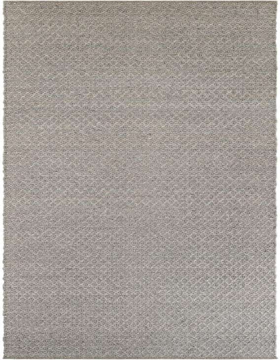 A 12 ft gray runner rug with a subtle modern lattice pattern, ideal for a hallway.
