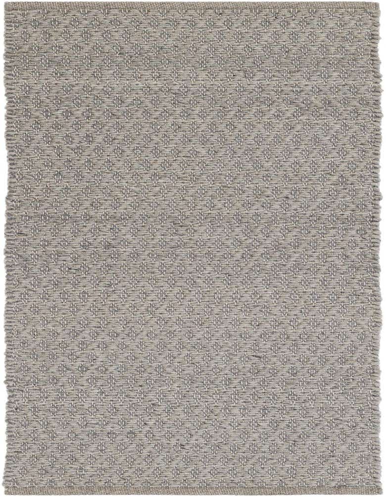 A 5 ft runner rug in shades of gray and silver with a modern lattice pattern, perfect for a hallway.