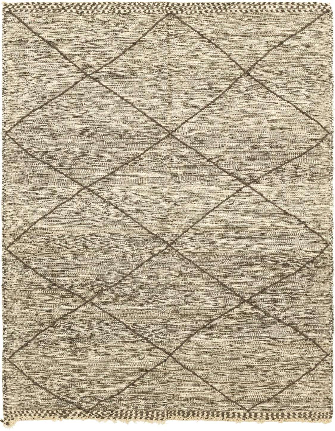 A handmade 10 Ft runner rug in gray and off-white, featuring a tribal diamond pattern, perfect for a hallway.