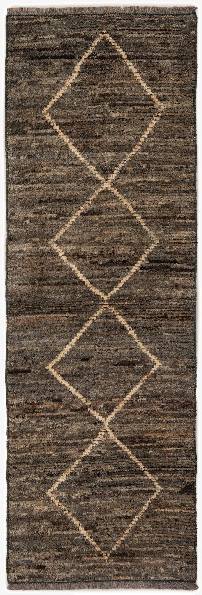  3' 2 x 9' 6  Hand Knotted Moroccan Wool Runner Rug