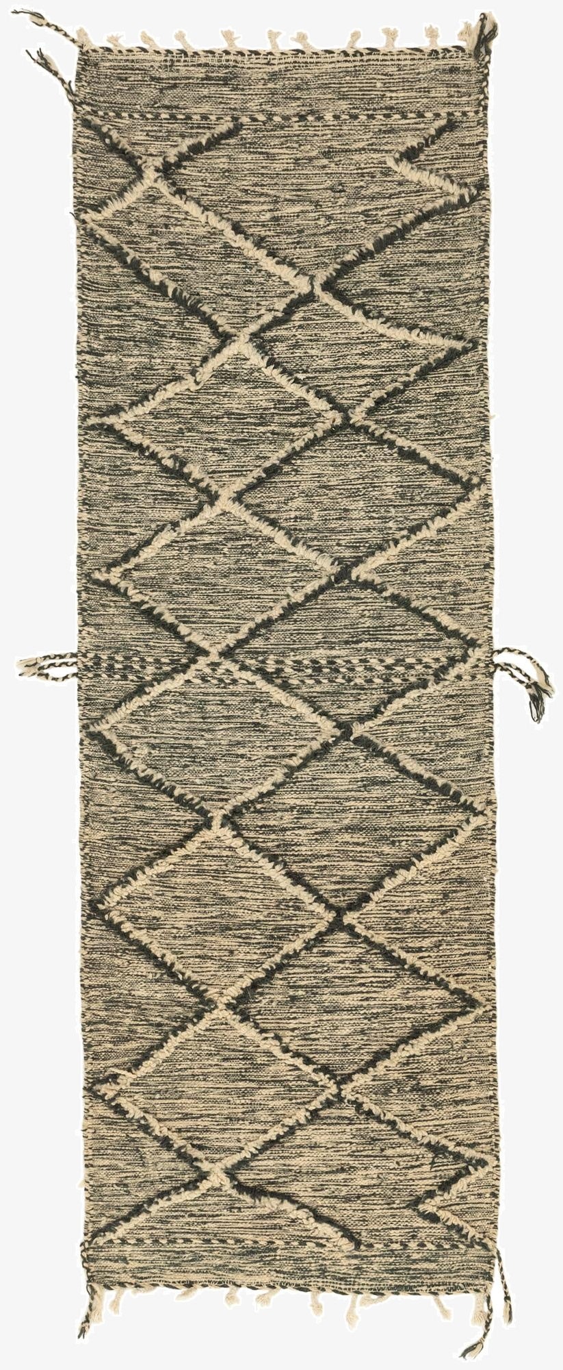  3' 4 x 10'  Hand Knotted Moroccan Wool Runner Rug