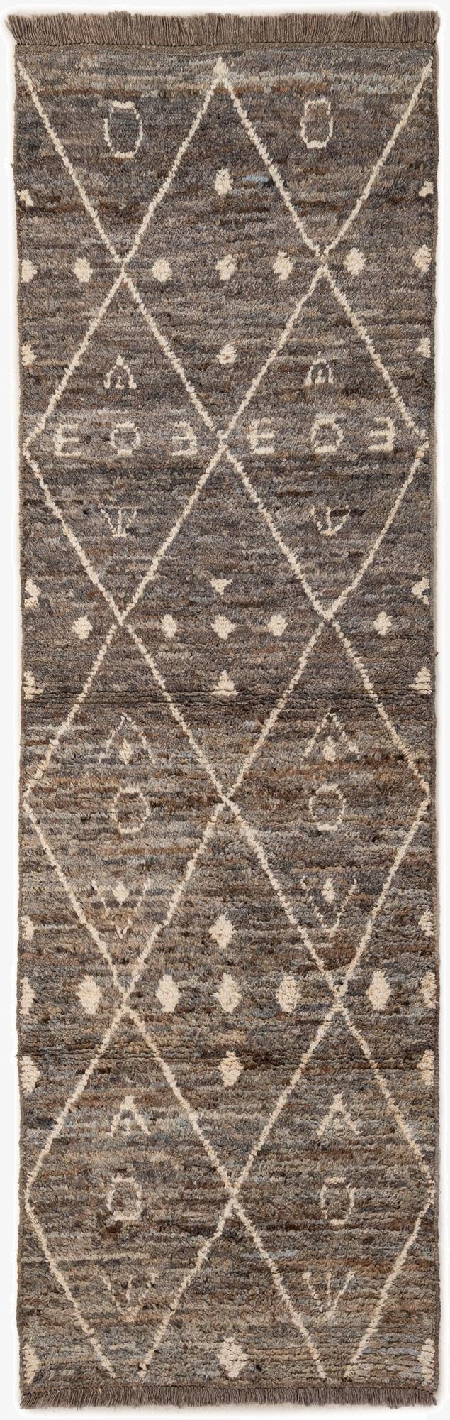  3' x 9' 5  Hand Knotted Moroccan Wool Runner Rug
