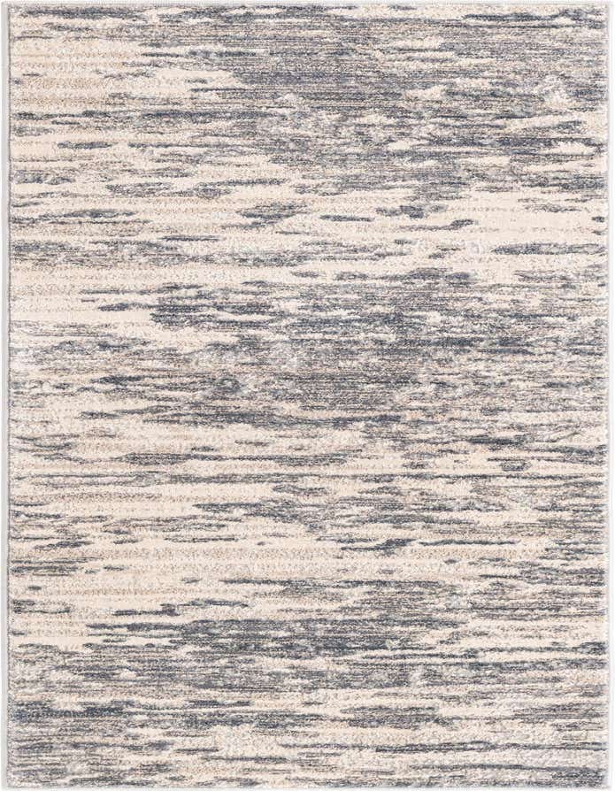 A 6 ft runner rug from the Oasis collection, featuring an abstract pattern in various shades of gray and silver, ideal for a hallway.
