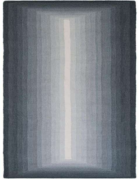 A 12 ft runner rug featuring a modern ombre design, transitioning from dark gray to light silver and back to dark gray, ideal for a hallway.