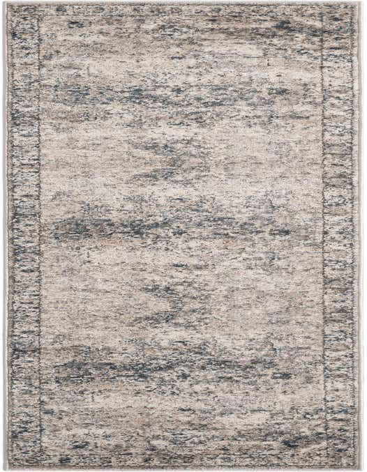 An 8 ft runner rug in gray and silver with a distressed, traditional medallion pattern, ideal for a hallway.