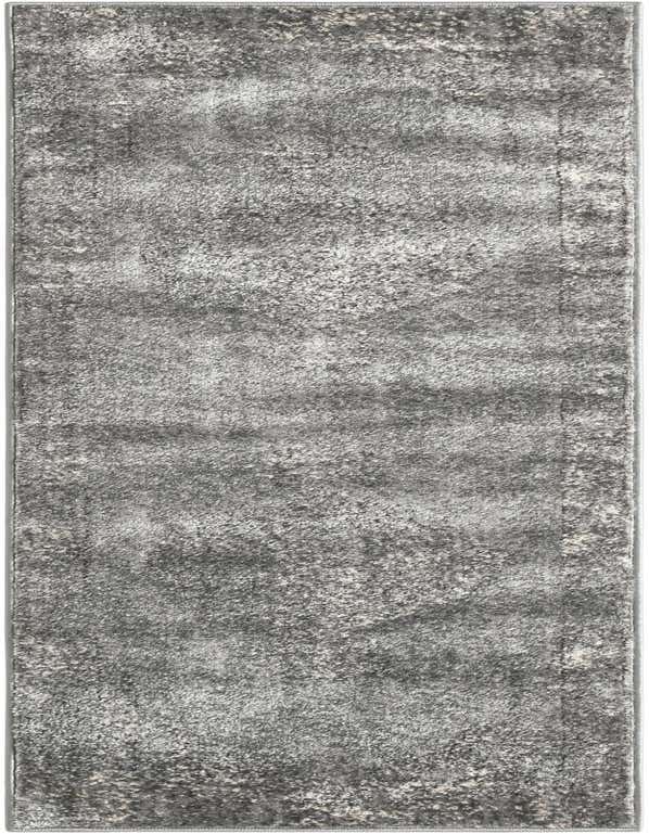 A 7 ft gray runner rug with a textured, distressed transitional pattern, ideal for a hallway.