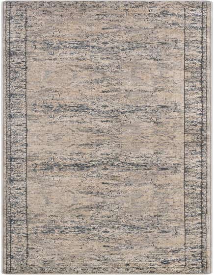 A 12 ft gray runner rug with a distressed, abstract pattern and a subtle border, perfect for a hallway.