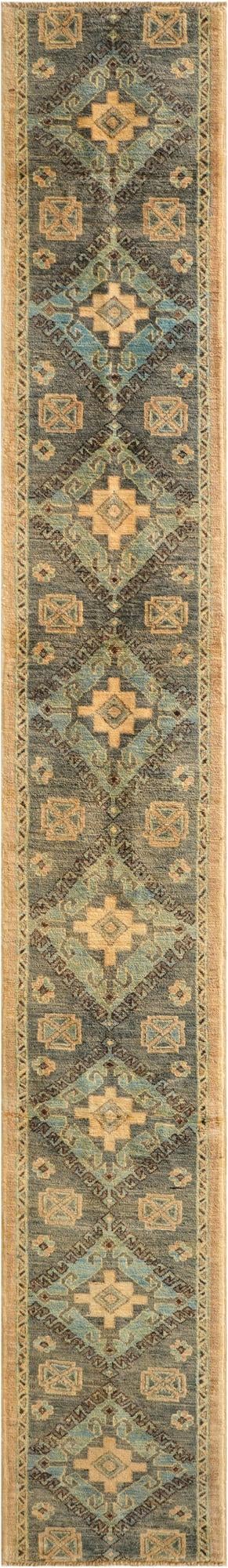  1' 9 x 11' 10  Hand Knotted Oushak Wool Runner Rug