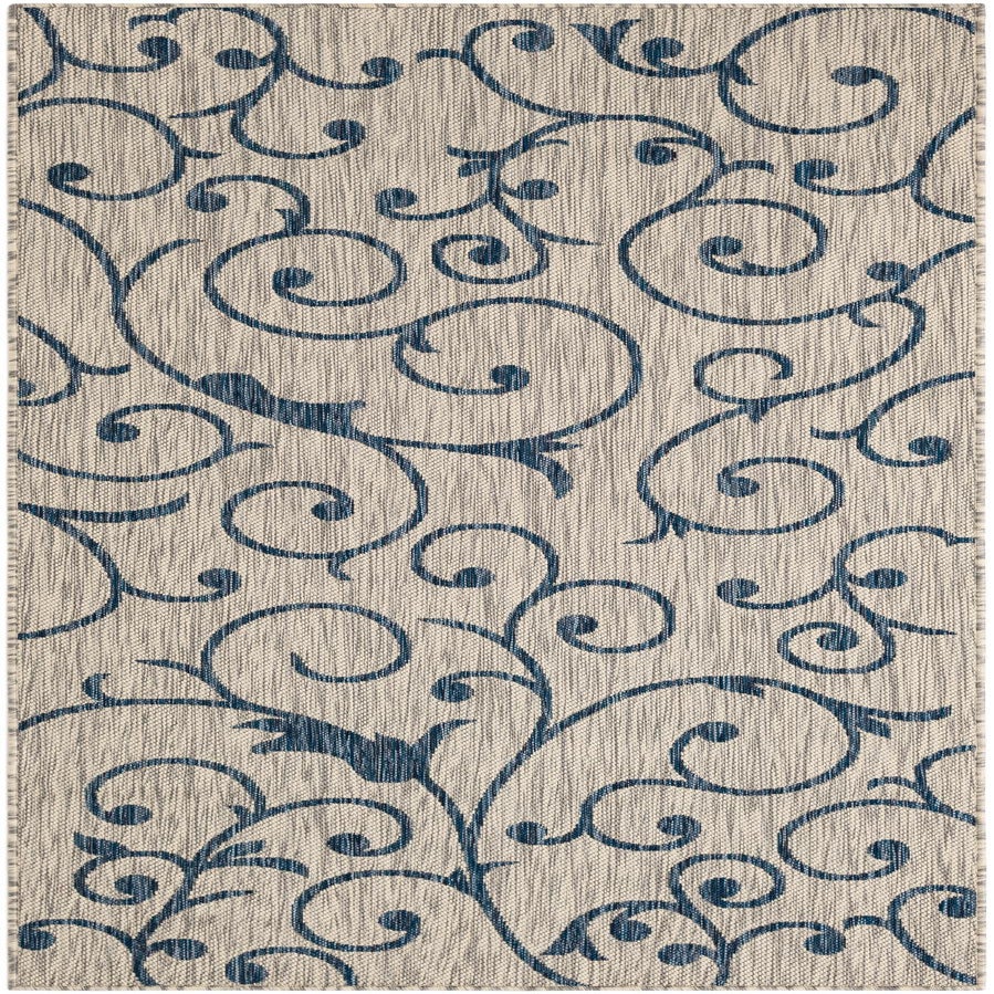 Gray 3' 6 x 8' Botanical Outdoor Runner Rug | Rugs.com