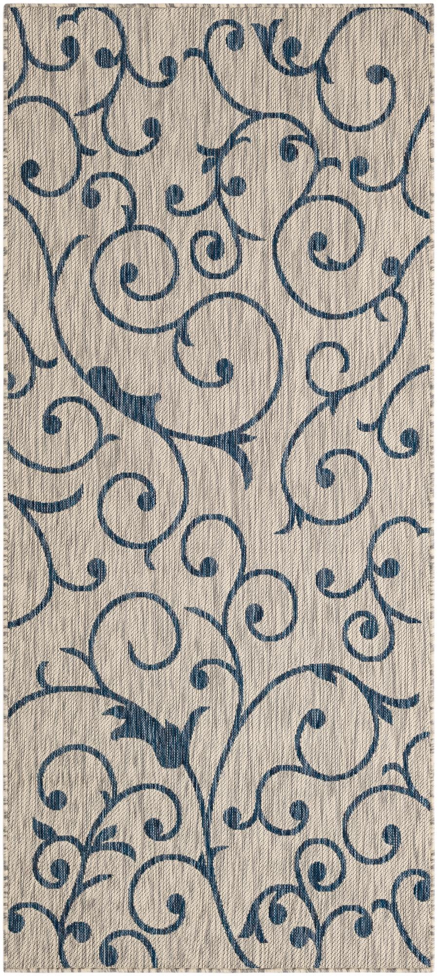 Botanical Rug Runner Gray 3' 6 x 8' Botanical Outdoor Runner Rug | Rugs.com