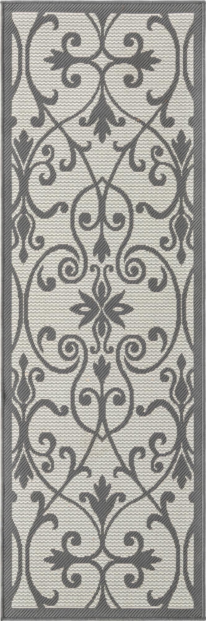  2' 2 x 6'  Washable Botanical Indoor / Outdoor Runner Rug