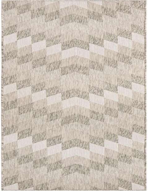 A 12 ft runner rug with a modern tribal pattern in shades of gray and silver, featuring a flatweave texture.