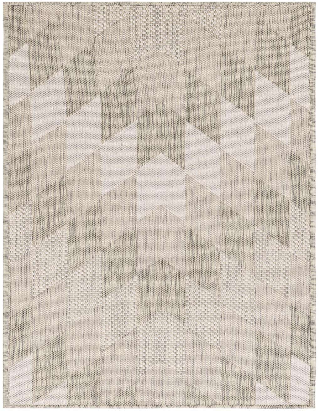 A 4 ft gray runner rug with a modern Southwestern chevron pattern, suitable for hallways or patios.