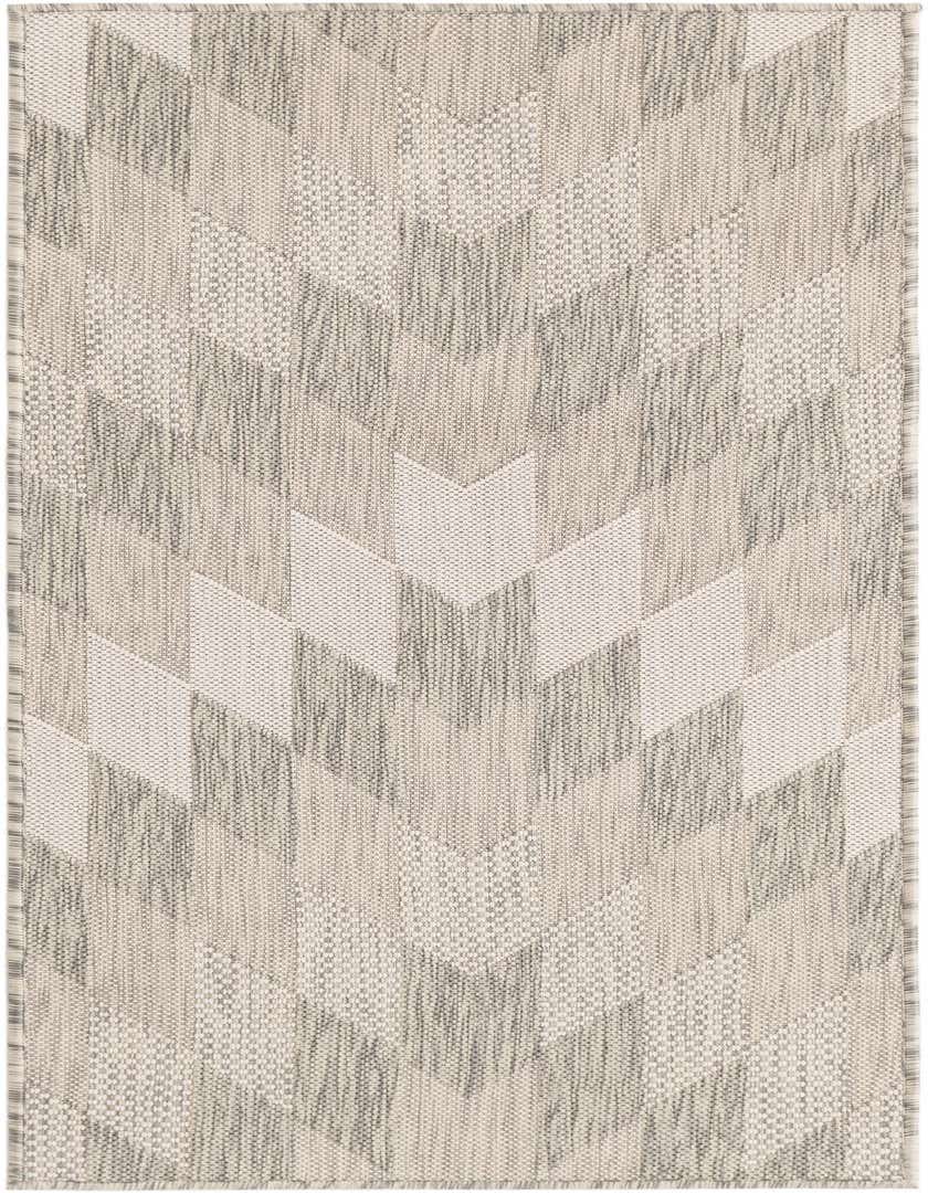 A 5 ft runner rug featuring a modern tribal pattern in varying shades of gray, ideal for a hallway or patio.