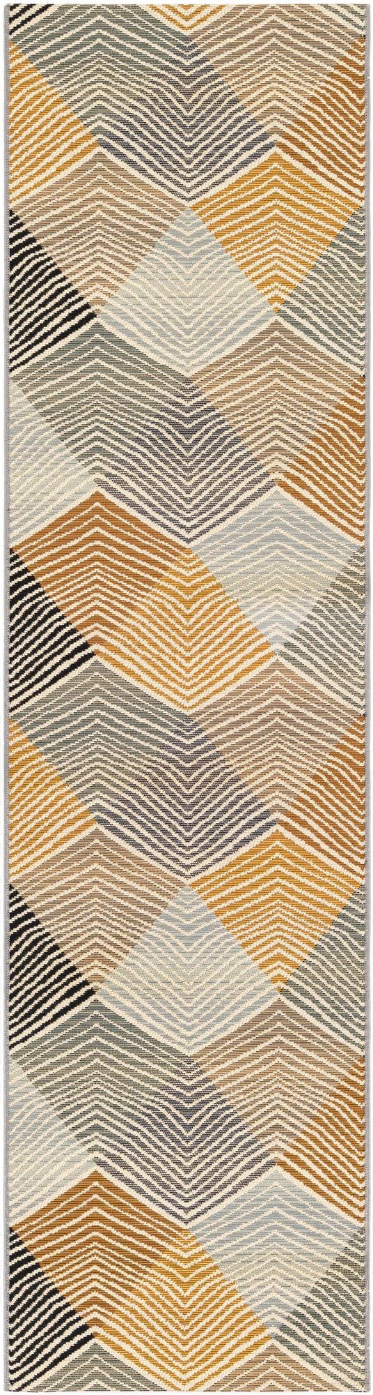  2' x 8'  Washable Modern Indoor / Outdoor Runner Rug