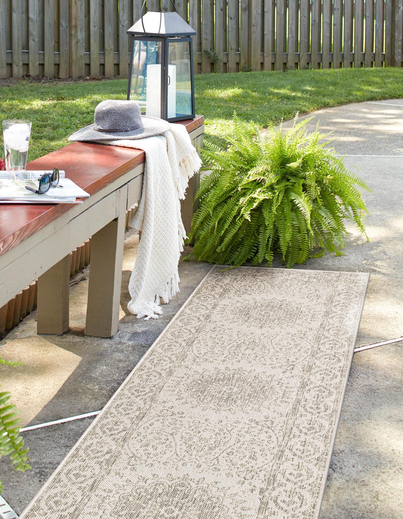 Gray 2' x 5' Traditional Indoor / Outdoor Runner Rug | Rugs.com