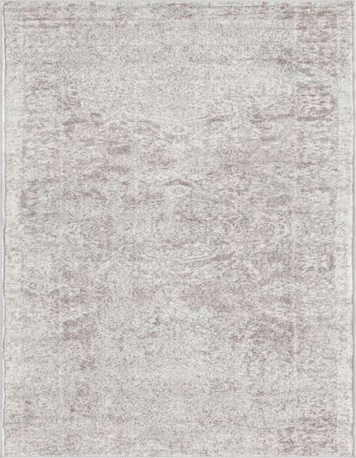 A gray 8 ft runner rug with a faded traditional medallion pattern, ideal for a hallway or kitchen.