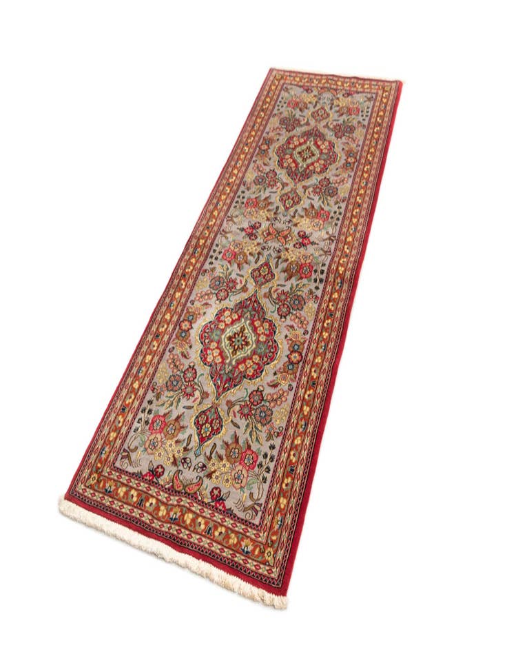 Detail image of  2' 8 x 7'  Hand Knotted Qom Persian Runner Rug