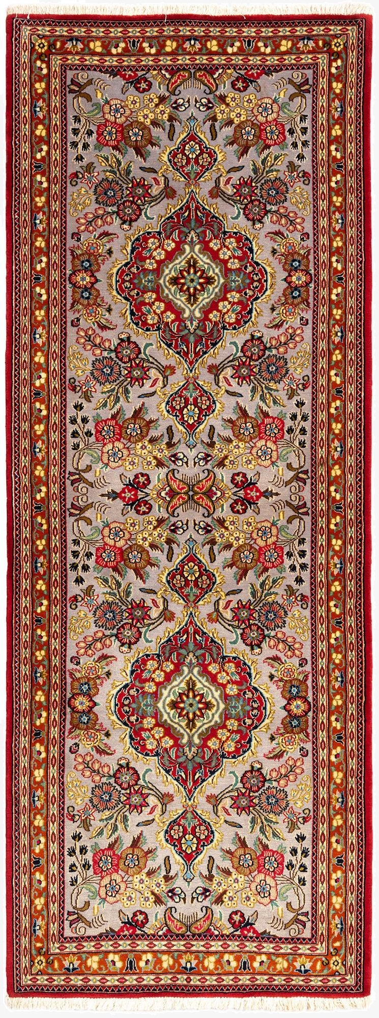  2' 8 x 7'  Hand Knotted Qom Persian Runner Rug