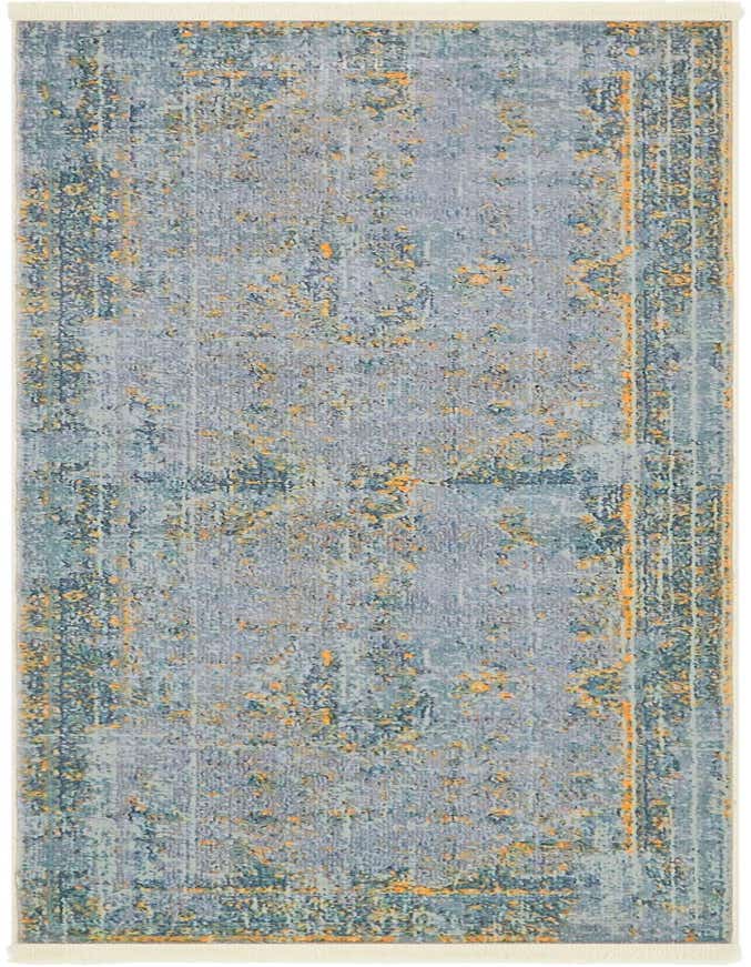 A 6 ft runner rug with a distressed traditional medallion pattern in shades of gray, silver, and hints of gold.