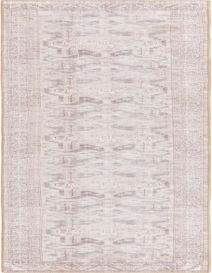 A 12 ft gray runner rug with a faded vintage medallion and border pattern, perfect for a hallway.