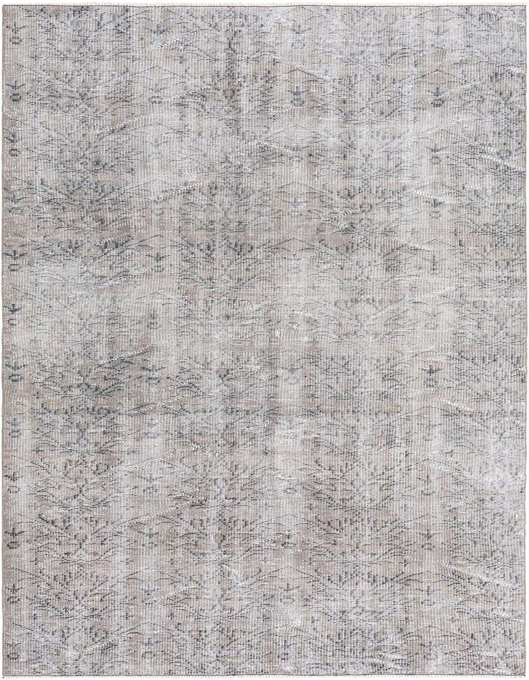 A 10 Ft Runner rug in shades of gray and silver with a distressed modern Persian pattern, ideal for a hallway.