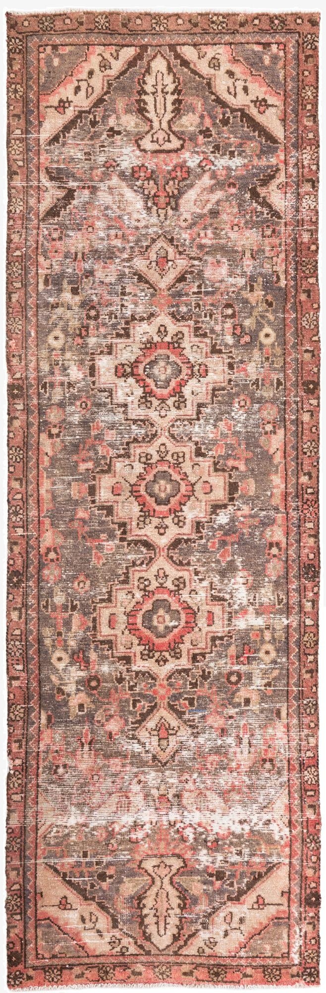  3' 1 x 9' 3  Hand Knotted Ultra Vintage Persian Wool Runner Rug