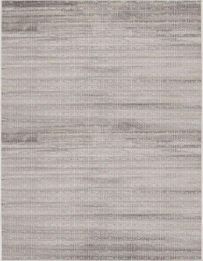 A 6 ft runner rug with a textured gray and silver industrial geometric pattern, ideal for a hallway.