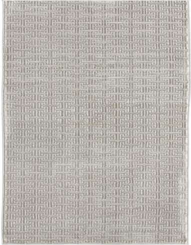 A long, thin 14 ft gray runner rug with a modern industrial geometric pattern, ideal for a hallway.