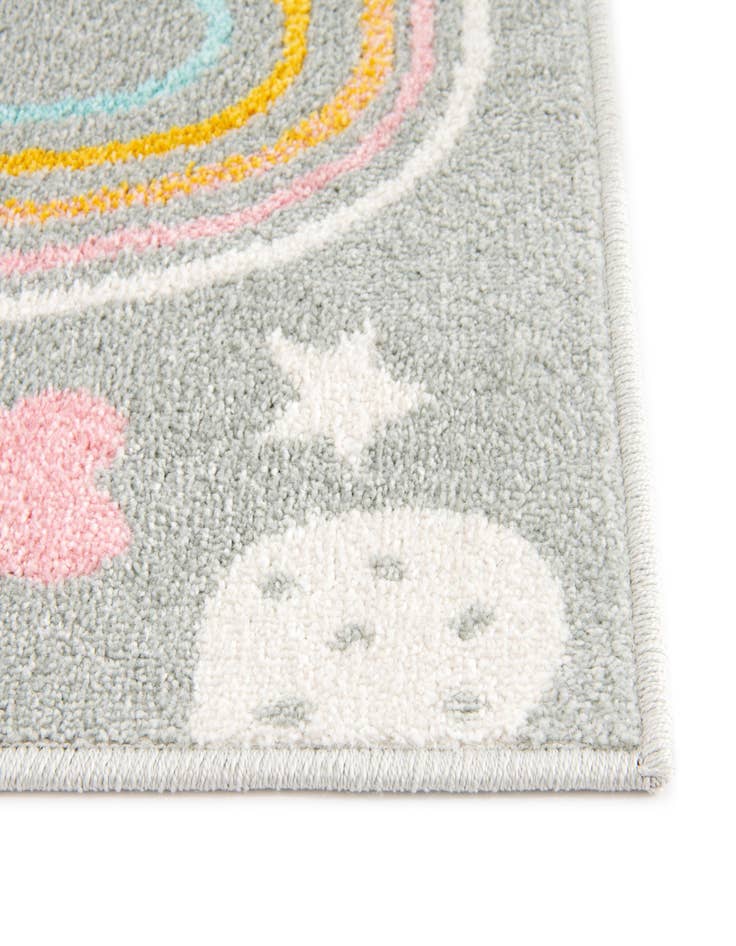 Detail image of  2' 2 x 6' Clouds and Rainbows Whimsy Kids Runner Rug