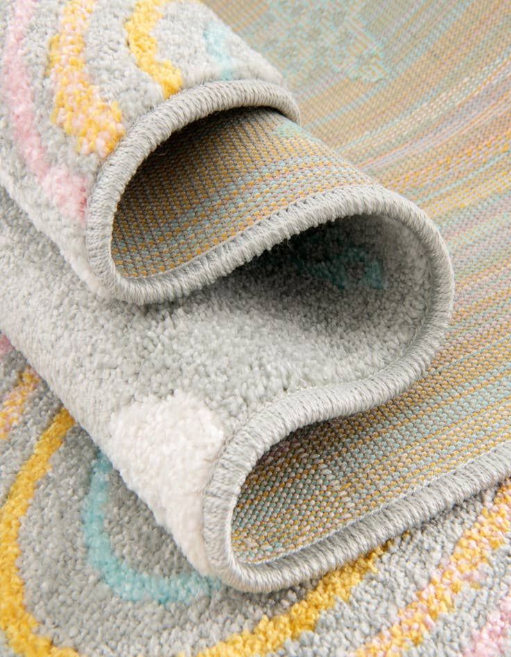 Detail image of  2' 2 x 6' Clouds and Rainbows Whimsy Kids Runner Rug