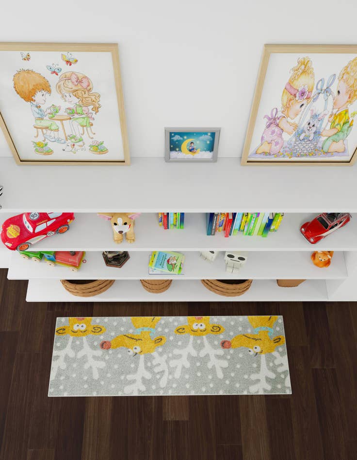 Detail image of  2' 2 x 5' 1 Reindeer Whimsy Kids Runner Rug