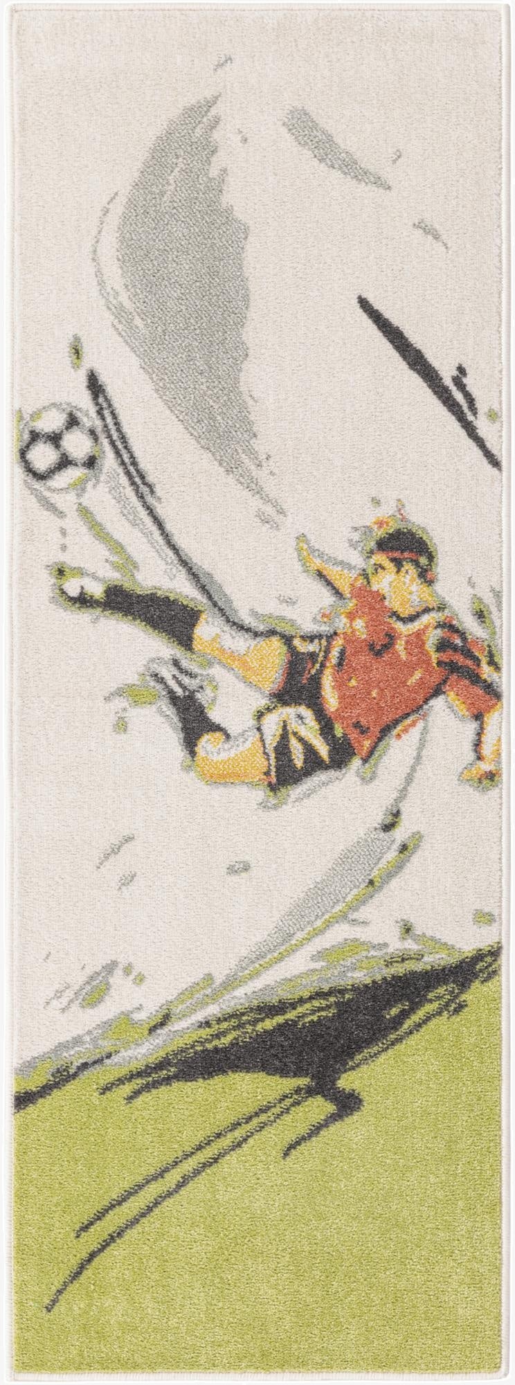  2' 2 x 6' Soccer Player Whimsy Kids Runner Rug